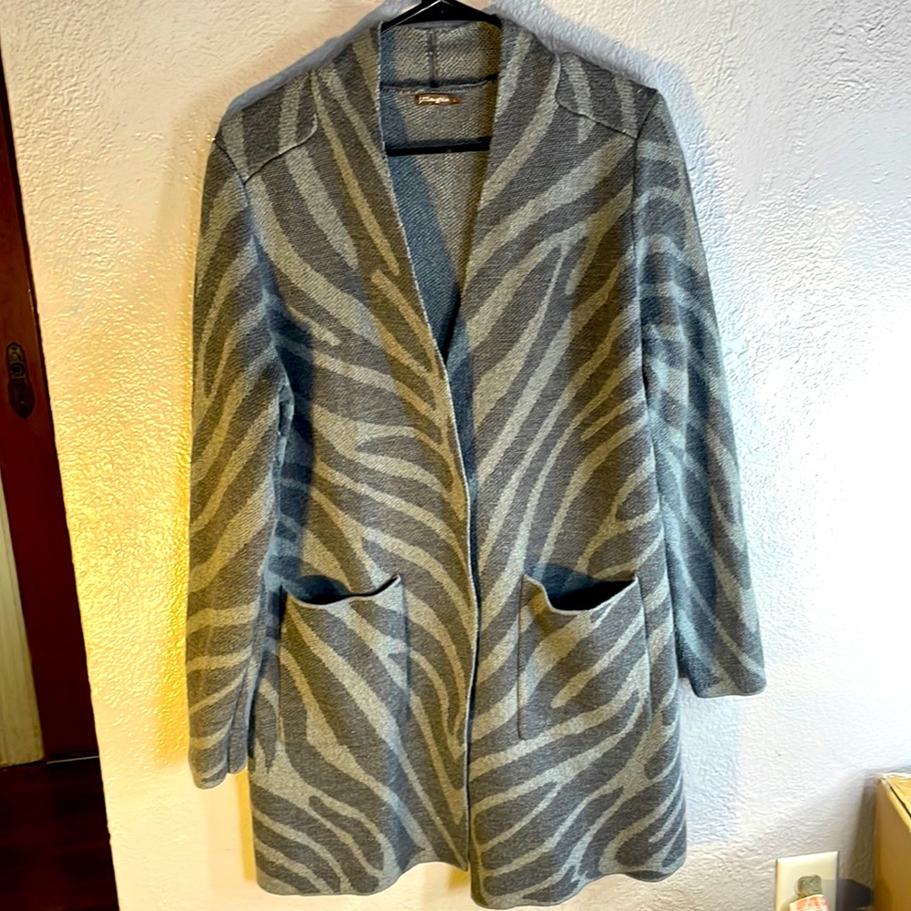 COPY - J.McLaughlin Cardigan Wool Blend Zebra Print Sweater L - Picture 1 of 6